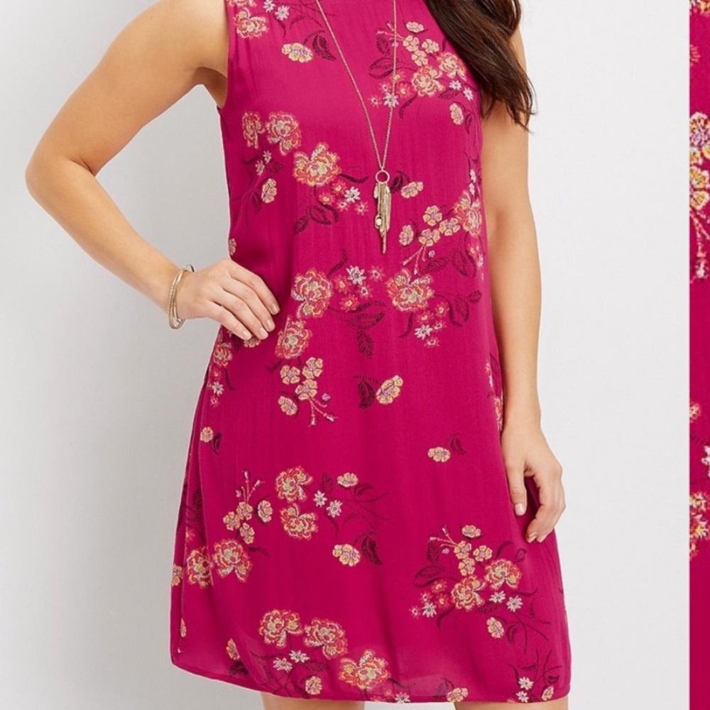 Maurices Sleeveless Pink Floral Shift Dress